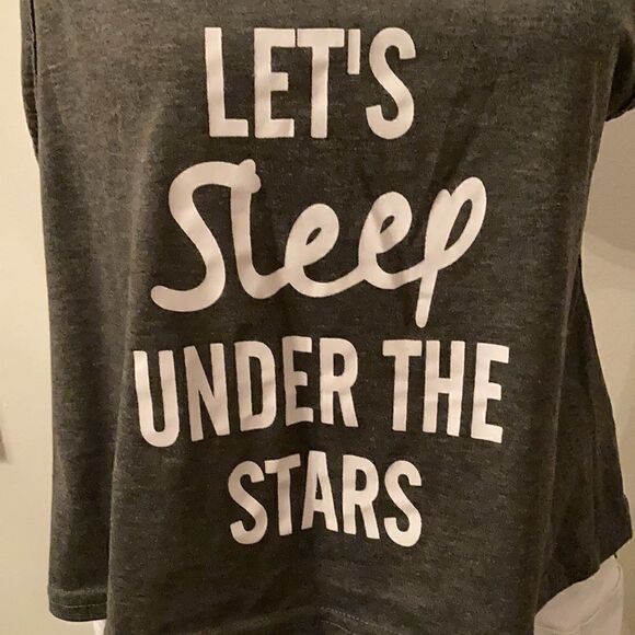 Shein size M grey crop graphic tank top “Lets sleep under the stars” EUC - Picture 3 of 8
